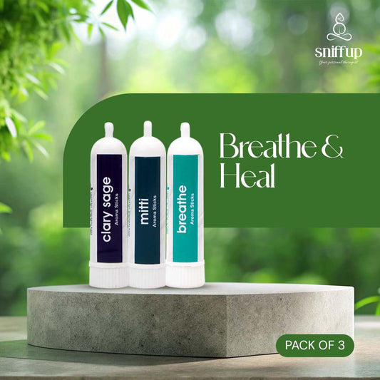 Pack of 3 - Breathe & Heal – Breathe, Clary Sage, Mitti - SniffUp