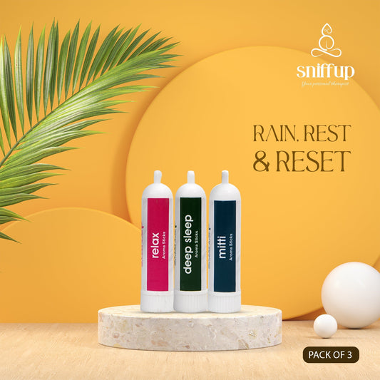 Pack of 3 - Rain, Rest & Reset - Deep Sleep, Mitti and Relax - SniffUp
