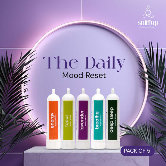 Pack of 5 - The Daily Mood Reset - Energy, Focus, Lavender, Breathe, Deep Sleep - SniffUp
