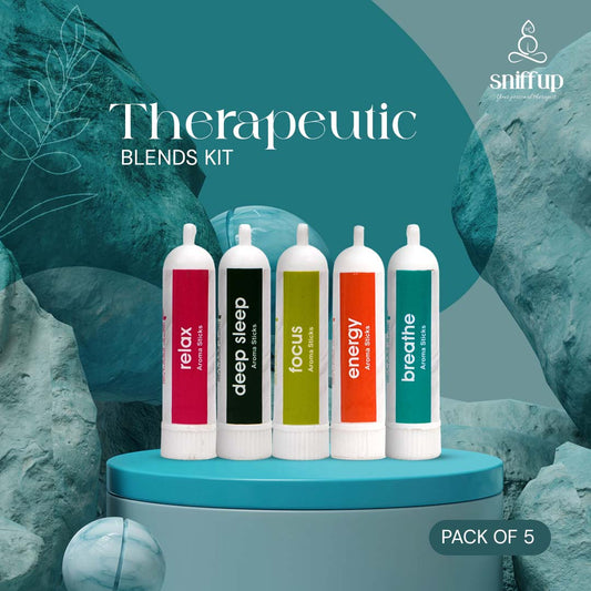 Pack of 5 - Therapeutic Blends Kit - Relax, Deep Sleep, Focus, Energy, Breathe - SniffUp